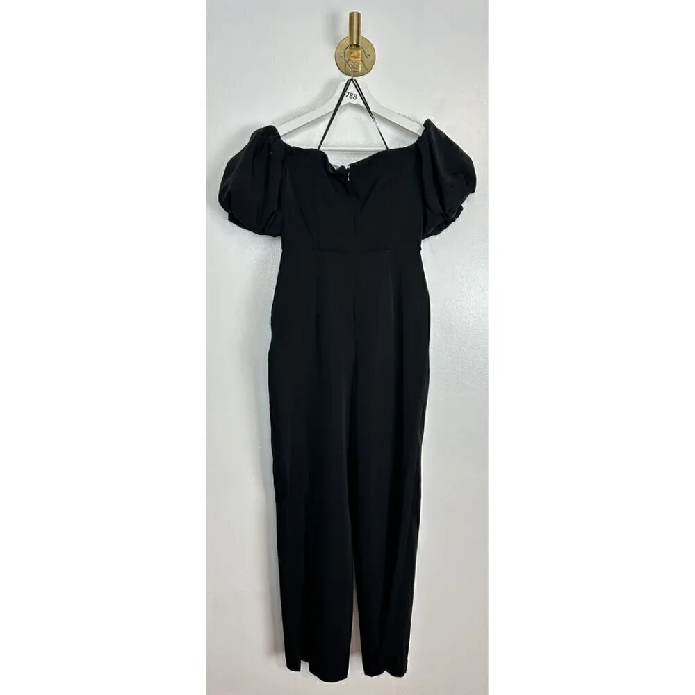 SAM EDELMAN Square Neck Puff Sleeve Jumpsuit in Black Size US 0